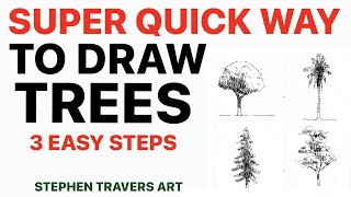 Draw a Real Looking Tree in 3 Minutes!  3 Easy Steps