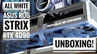 UNBOXING ALL WHITE ASUS ROG STRIX RTX 4090 ASMR 🤤