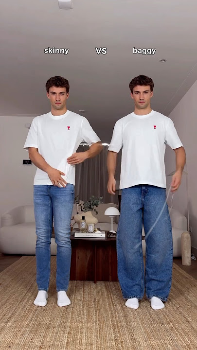Skinny vs baggy jeans 👖 outfit ideas fashion #youtubeshorts #mensfashion #shotsvideo