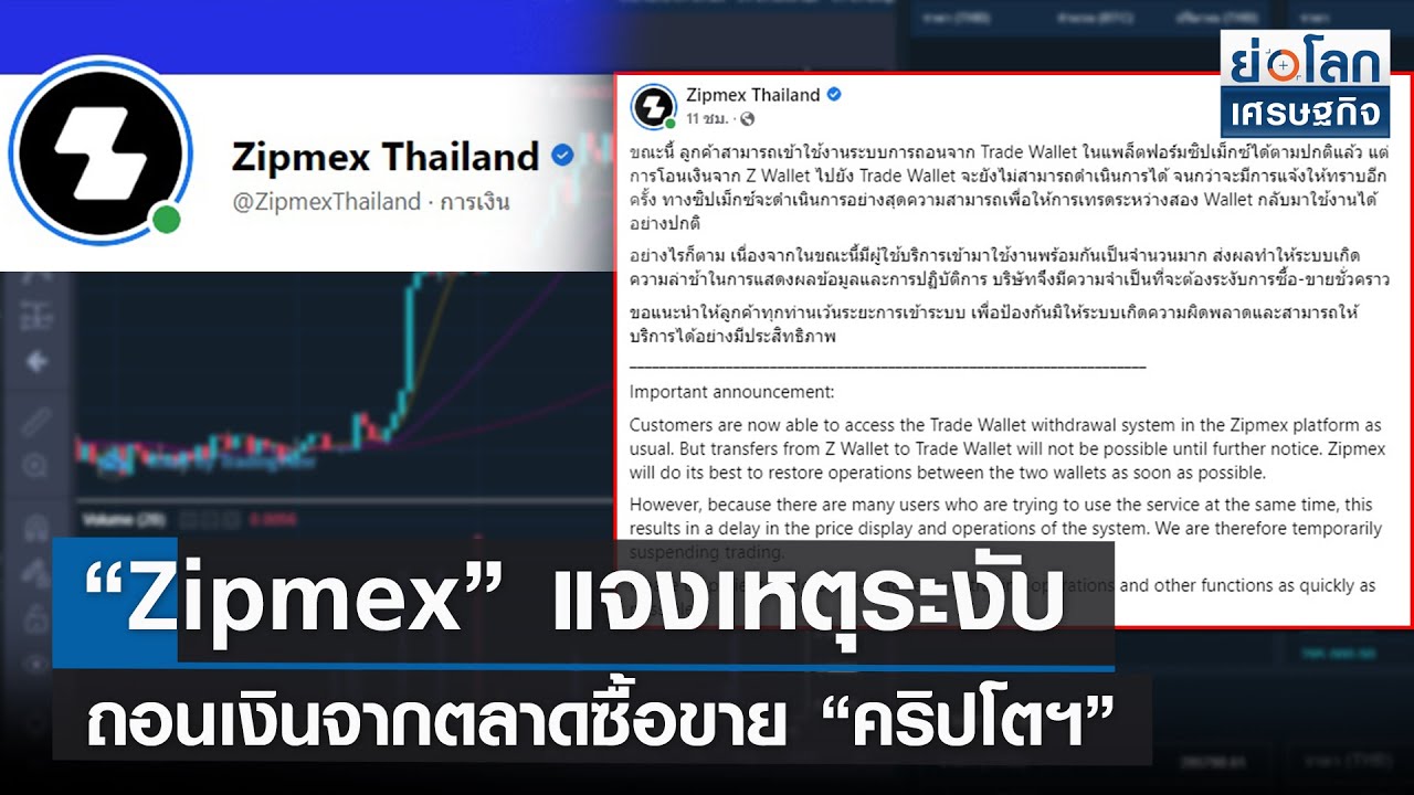 Zipmex” แจงเหตุระงับถอนเงินจากตลาดซื้อขาย “คริปโทฯ” | ย่อโลกเศรษฐกิจ 21  ก.ค.65 - Youtube