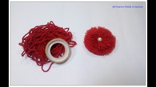 DIY woolen flower making, woolen/yarn craft,hand embroidery easy trick#ऊन के फूल।