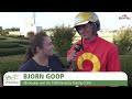 Cheyenne Christman interviews Bjorn Goop after his win with Nix Nacken in the Kentucky Futurity. #harnessracing