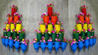 Recycle Plastic Bottles into Hanging Portulaca Flower Pots For Wall | Garden Ideas Design