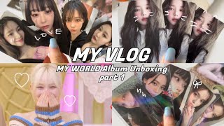 [ 마이로그 #12 ] MY WORLD開封式🌍💙  | 웰컴 투 마이 월드! 앨범언박싱🌶️ | MY VLOG