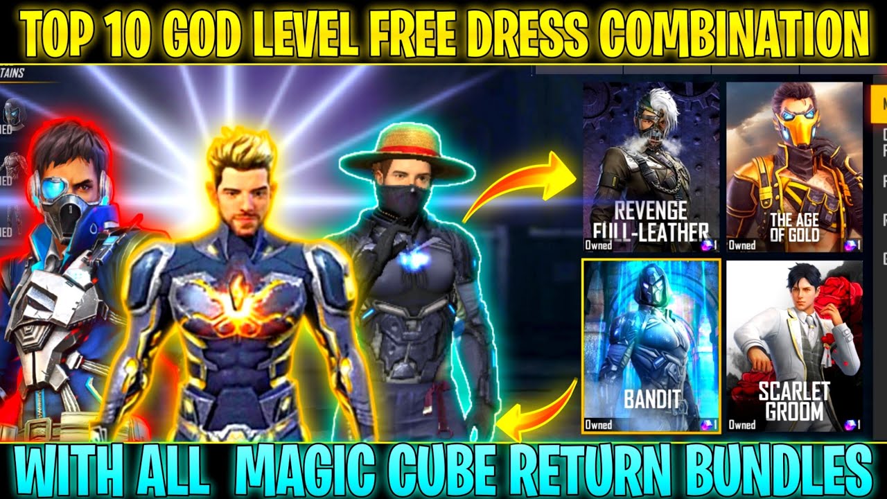 TOP GOD LEVEL FREE DRESS COMBINATION WITH ALL MAGIC CUBE RETURN BUNDLES || MAD HYPER GAMING 🔥