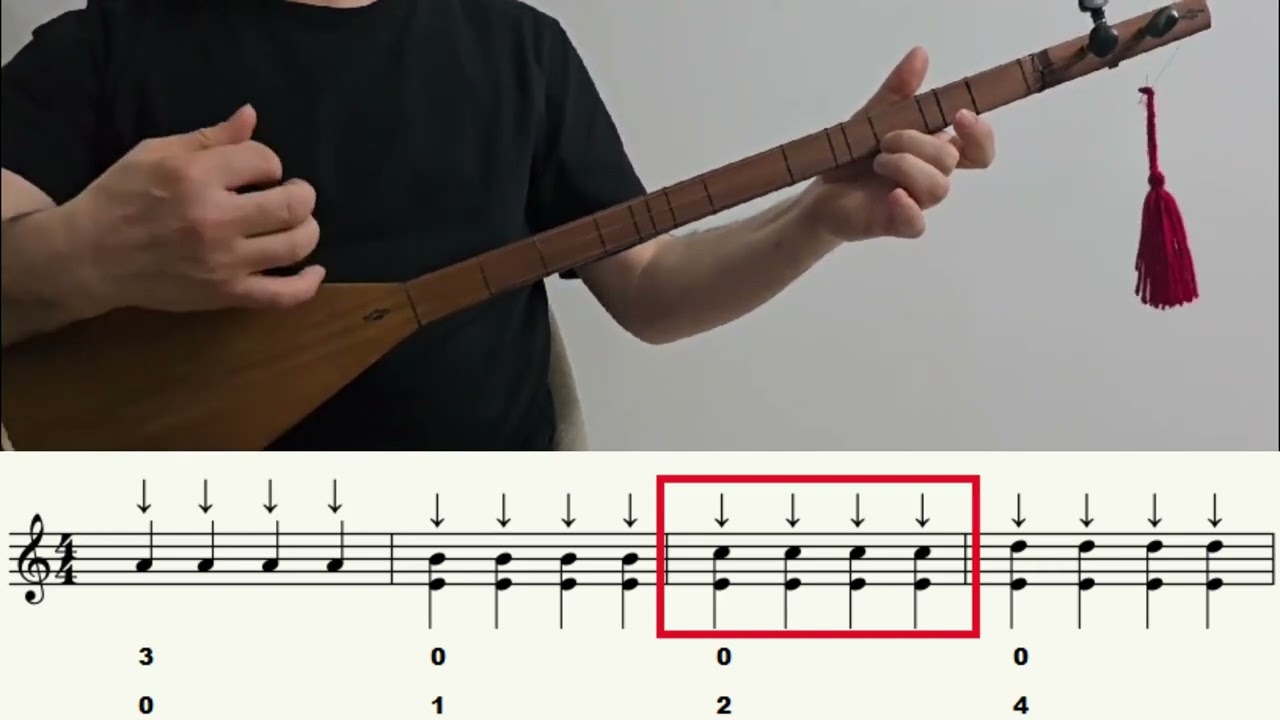 3 Telli Bağlama & Tenbur Dersleri 2 | Egzersiz 1 - Klavye Üzerinde Nota Yerleri ve Üstten Vuruş