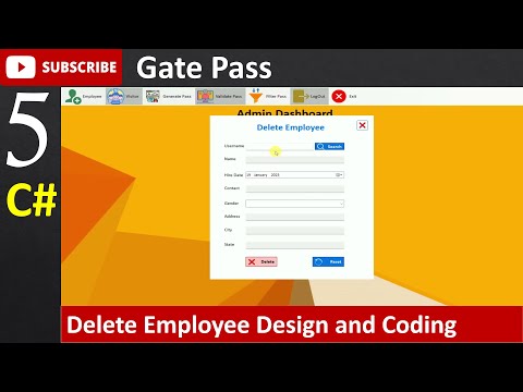 5. Gate Pass in Csharp - Delete Employee Design and Coding (C#, Visual Studio, MsSQL Server)