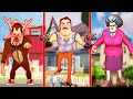 EN KÖTÜ KİM ? SÜPER KAPIŞMA 😲 Hello Neighbor vs Dark Riddle vs Scary Teacher 2