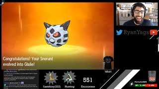 Shiny Snorunt via SOS evolves into Glalie in Pokemon Sun and Moon
