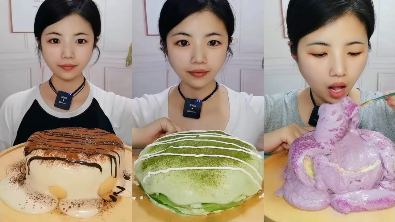 [ASMR]💝Chinese Eating Multi LAVA CAKE (Giant Whipped Cream) Mukbang Sounds🍰#fypシ゚viral #asmr #food