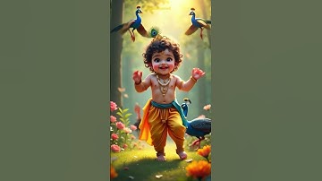 Baby Krishna Dancing in Garden   Joyful Moments with Peacocks #ai #god #hindu