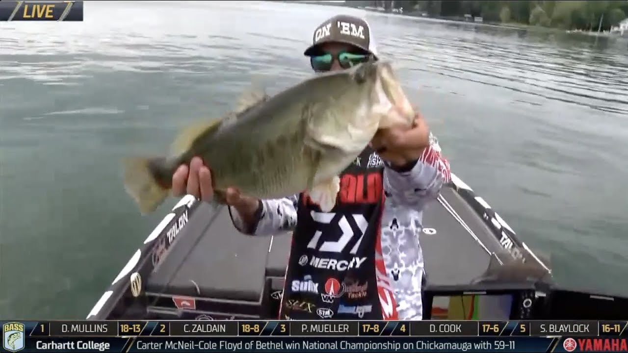 Seth Feider's giant largemouth on Day 1 at Cayuga Lake