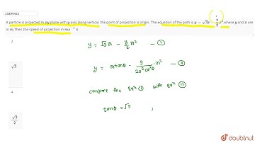 A particle is projected in `xy` plane with `y`-axis along vertical, the point of projection is or