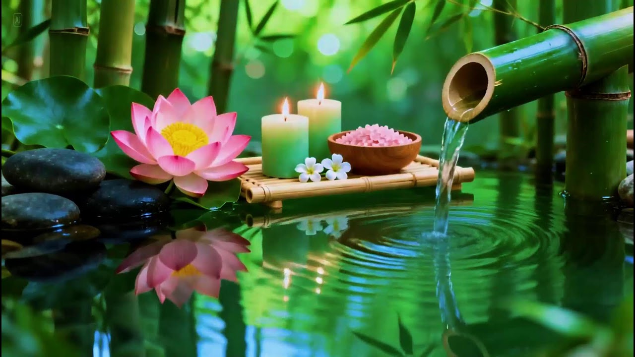 Relaxing Sleep Music with Bamboo Water Sound🌿Insomnia Relief,Stress Relief,Calm Anxiety & Meditation
