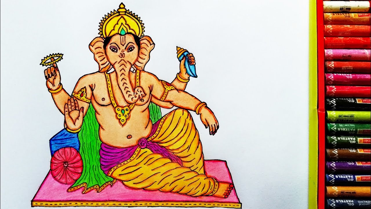 Beautiful Drawing Of Ganapati Bappa | Painting Of Ganesh Ji | Lord ...