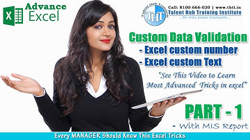 Custom Data Validation - Part-1 - Advance Excel Tutorial - In Hindi