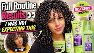 Full Curly Hair Routine Using ONLY Drugstore Products… | Garnier Method For Curls Honest Review👀