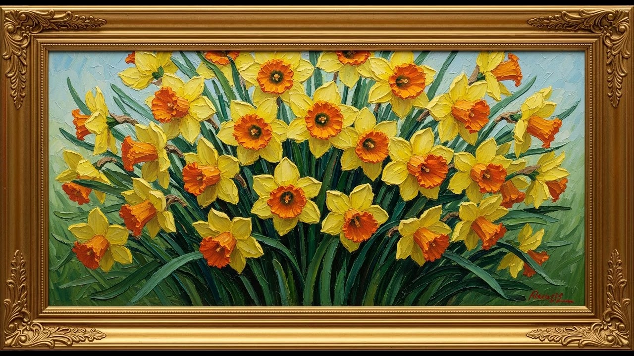 Yellow Daffodils 4K Frame TV Art | 黄色い水仙の絵画| 2 Hours - YouTube