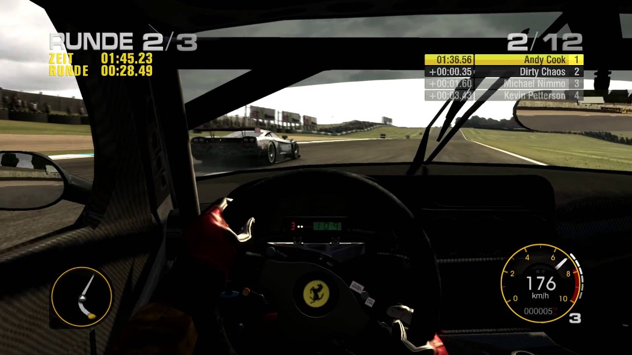 Race Driver Grid [HD] Donington Park Long Ferrari 575 GTC onboard