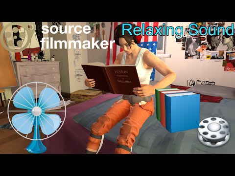 Relaxing Girl Reading Book Animation (Fan Sounds, Wear 🎧Headphones) - (SFM) Animation