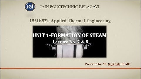 15ME52T. Applied Thermal Engineering. Unit 1. (Formation of Steam). Lecture 7&8