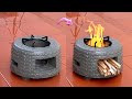 Creativity From Plastic And Cement Baskets For Outdoor Firewood Stoves - Cement Craft Ideas