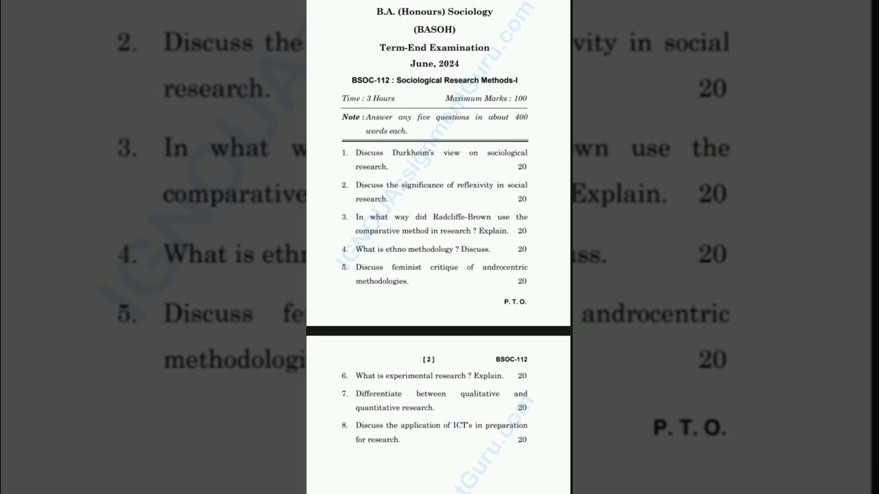 BSOC 112| Question paper| June 2024|# ignou # bsoc 112# ignou exam 