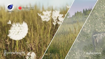 Cinema 4D⎥Redshift⎥digital nature, realistic grass and trees