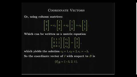 Coordinate Vectors And Matrix Representations of Linear Transformations