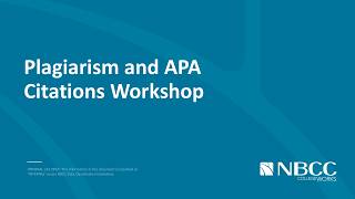 Plagiarism and APA Citations Workshop
