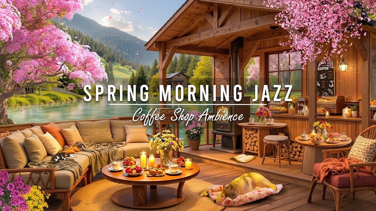 Spring Morning Jazz 🌸 Cozy Coffee Shop Ambience with Relaxing Jazz ...