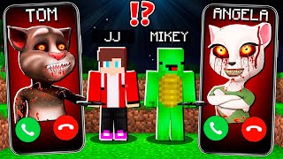 Why Creepy TALKING TOM and ANGELA CALLING at 3:00am to JJ and MIKEY ? - in Minecraft Maizen