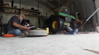 Wrecked Mower Deck Repaired 1 John Deere LT155