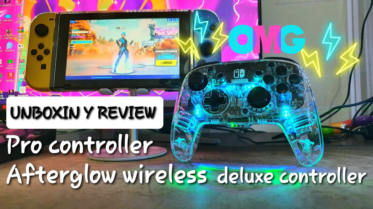 Mando  PDP Afterglow Deluxe Wireless, Para Nintendo Switch, Inalámbrico,  Cable, Transparente