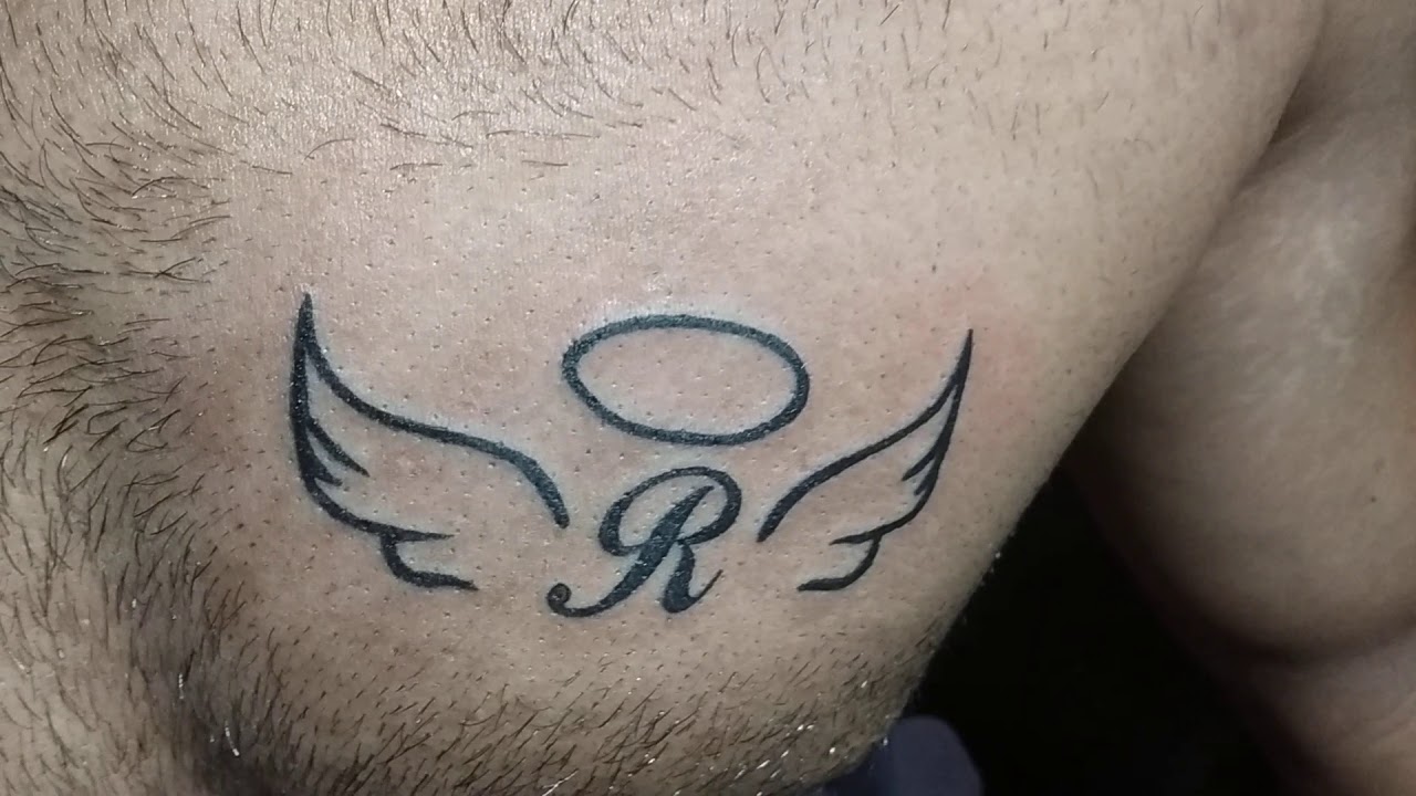 Letter R Tattoo | Letter R font tattoo | Name Tattoo with wings ...