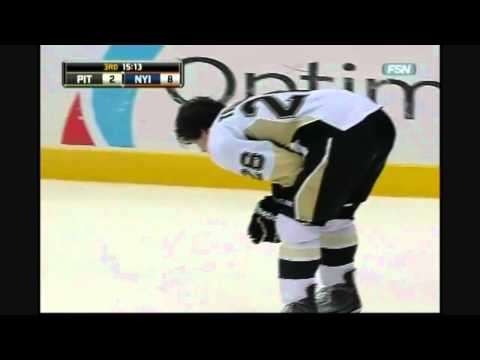 Penguins vs. Islanders - 2nd Line Brawl + Trevor Gillies ellbows Eric Tangradi - February 11th, 2011