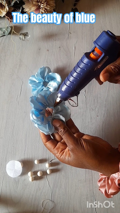 the art of making cute blue hair flower ribbon #hairflower #hairaccessories