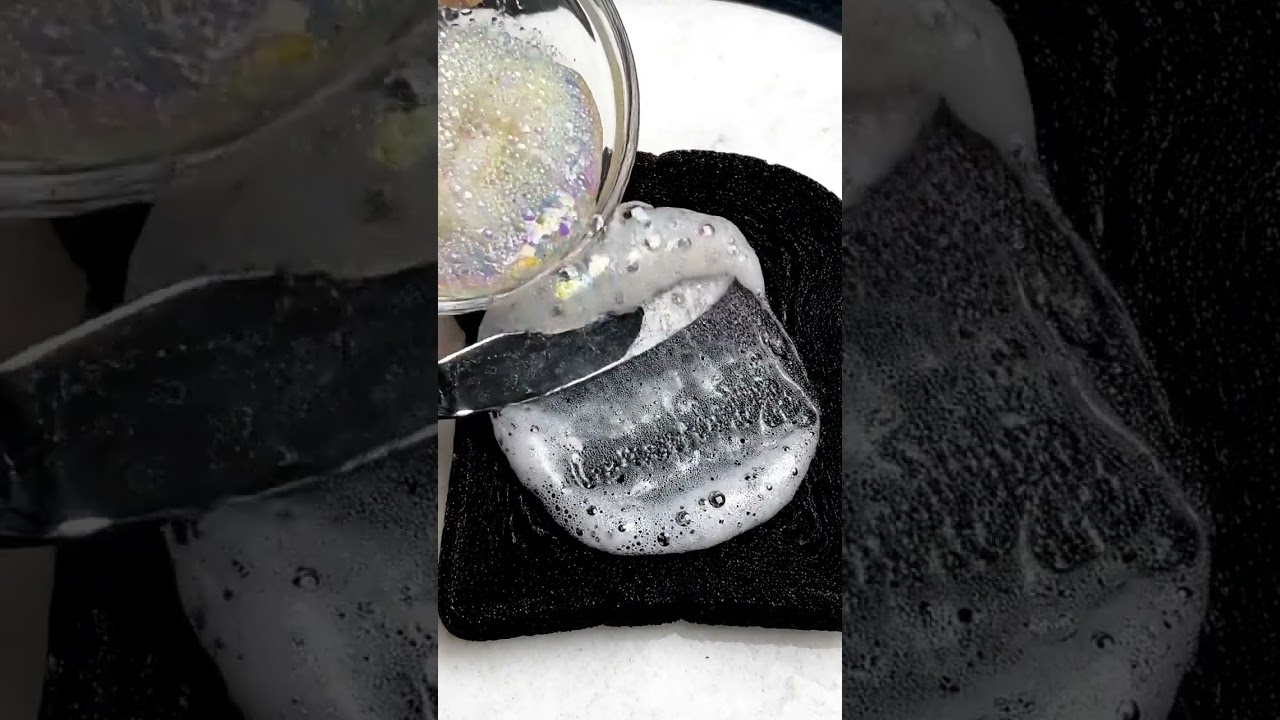 Matte black toast meets silky slime texture 🍞✨ 