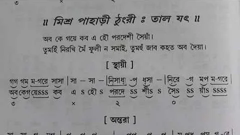 Raag Mishra Pahadi Thumri Lyrics with swaralipi Indian Classical Sangeet