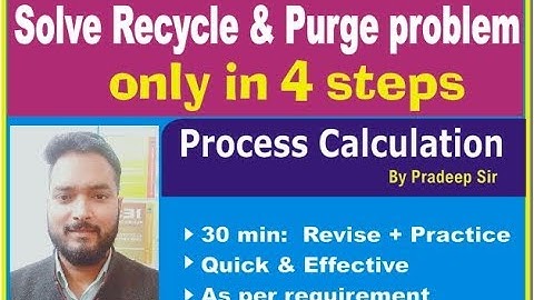 RECYCLE & PURGE PROBLEMS SOLVE ONLY IN 4 STEPS: PROCESS CALCULATION