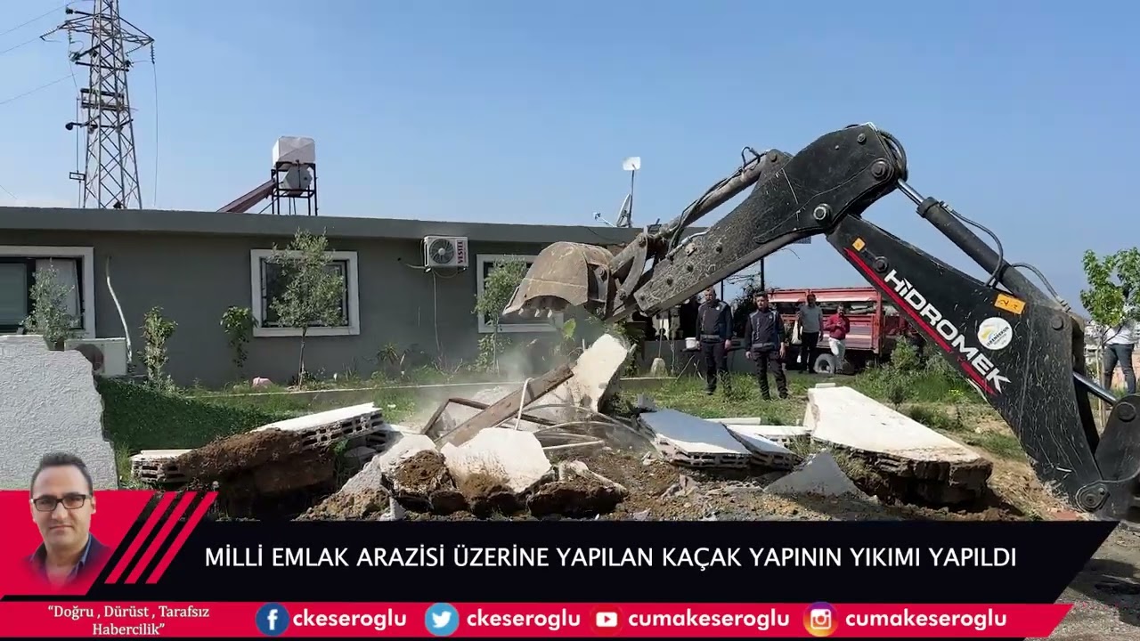 MİLLİ EMLAK'A AİT ARAZİ ÜZERİNE YAPILAN KAÇAK YAPI YIKILDI.