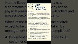 CISA Question of the Day – GDPR Compliance Explained ✅ | Auditor Scenario | 28th Edition #shorts
