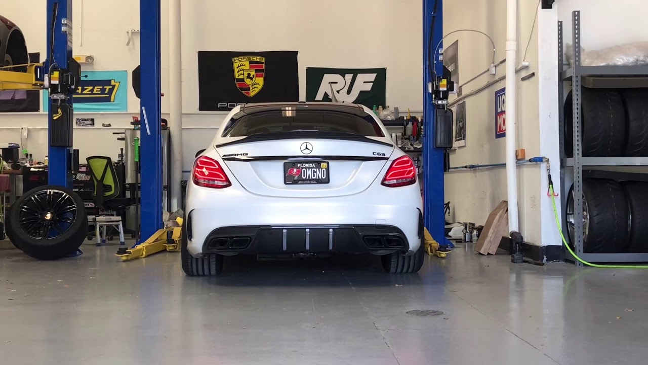 2017 Mercedes Benz C63 AMG Kooks Exotics Catless Downpipes and DME Tuning Burble Stage 2 tune clip