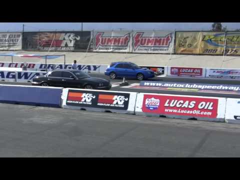 Jaguar XJR vs Subaru WRX Wagon 1/4 Mile Fontana