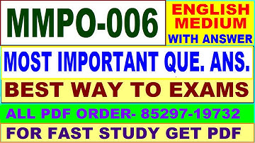 MMPO 006 important questions with answers in English || mmpo 006 Previous Year Question Paper