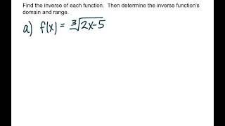 Finding an Inverse Function Algebraically