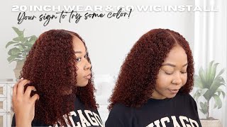 Installing A 20 Inch Reddish Brown Wear &amp; Go Curly Wig | Your Sign To Try Some Color! | Nadula Hair