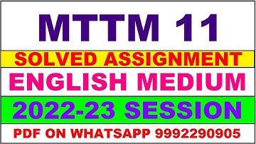 mttm 11 solved assignment 2022-23 | mttm 11 solved assignment in english 2022-2023 | mttm 11 2023