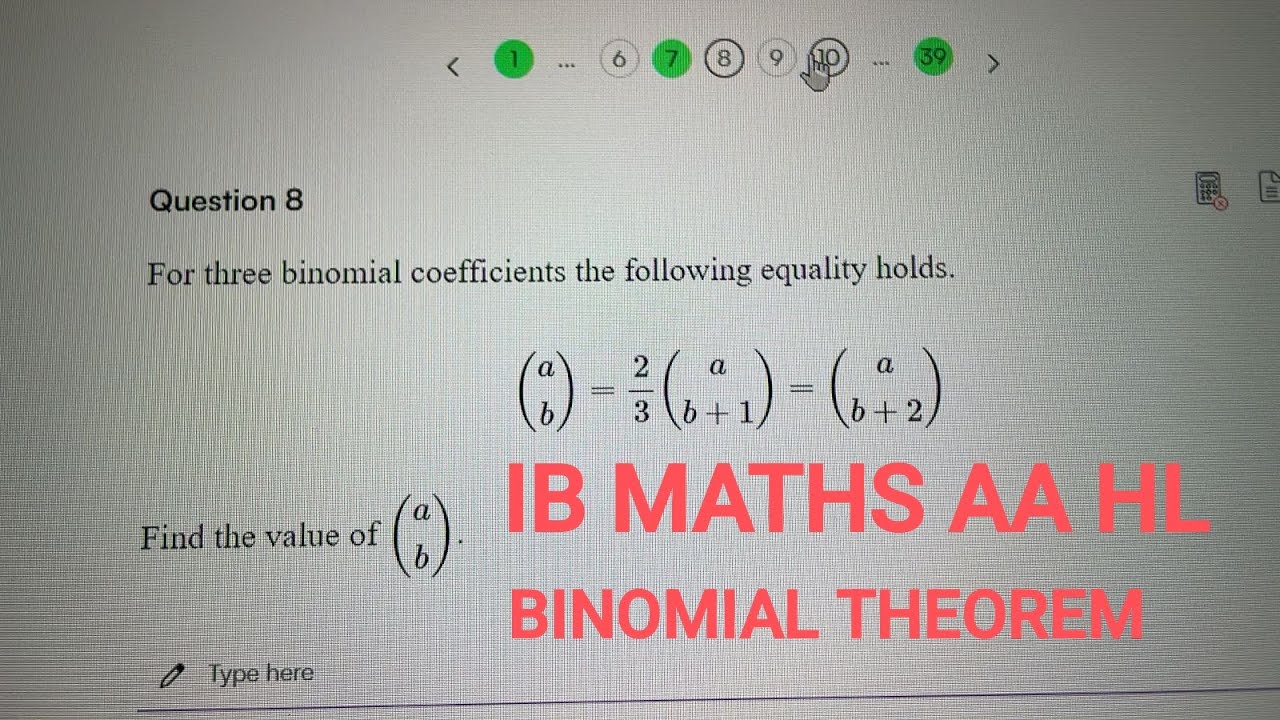 For three binomial coefficients the following equality holds (a b)= (a ...