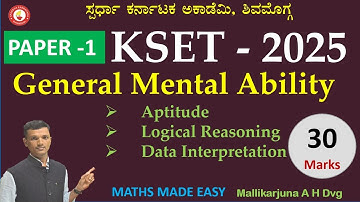 K-SET|Paper-1|Aptitude,Reasoning,Data interpretation by mallikarjun AH Dvg @spardhakarnatakaacademy 